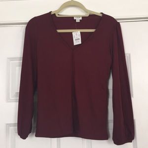 J Crew Maroon 3/4 length top